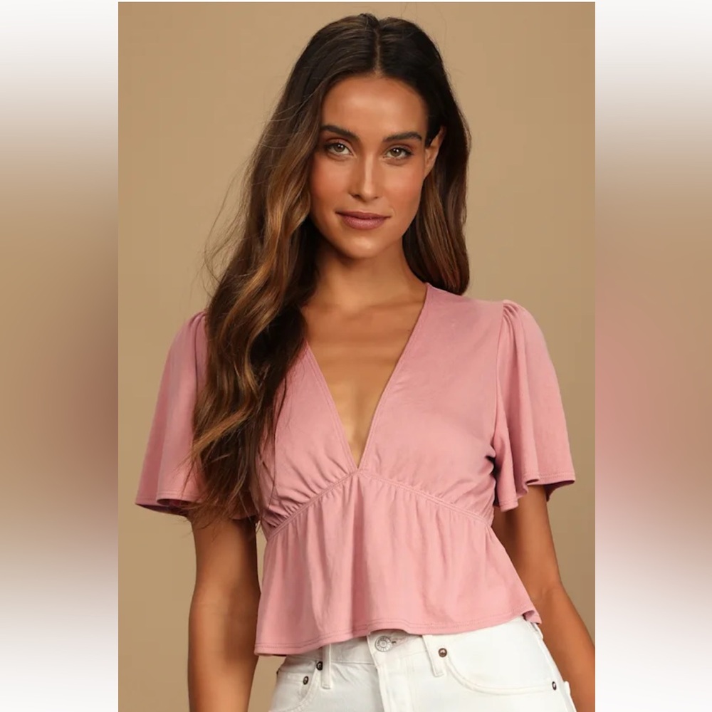 Lulu's Dusty Rose Crop Top